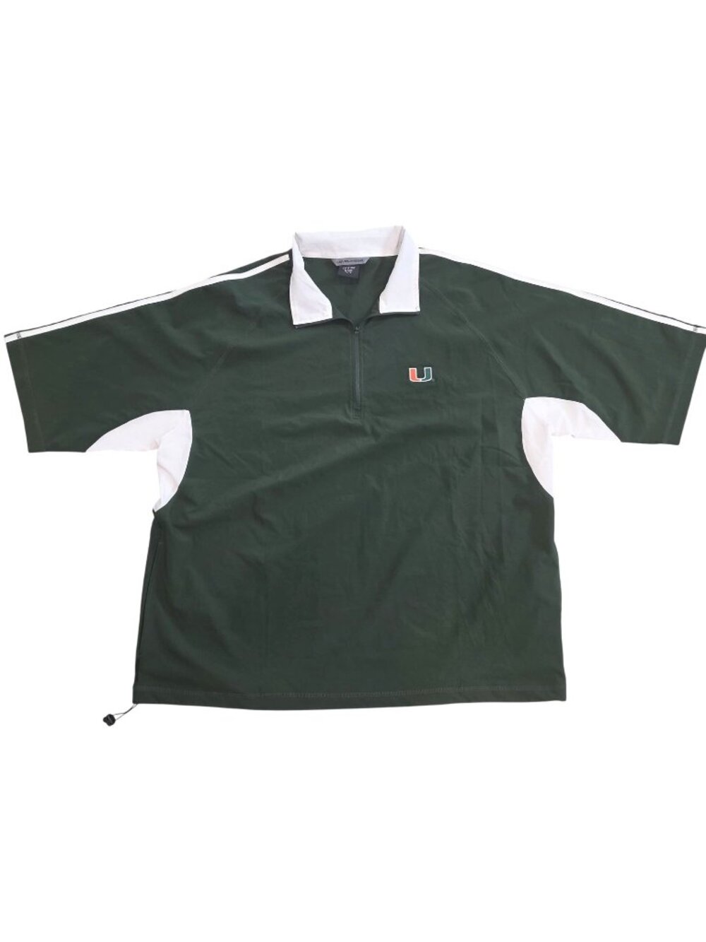 Miami Hurricanes Levelwear Green & White 1/4 Zip Short Sleeve Pullover Shirt XL - Picture 1 of 5